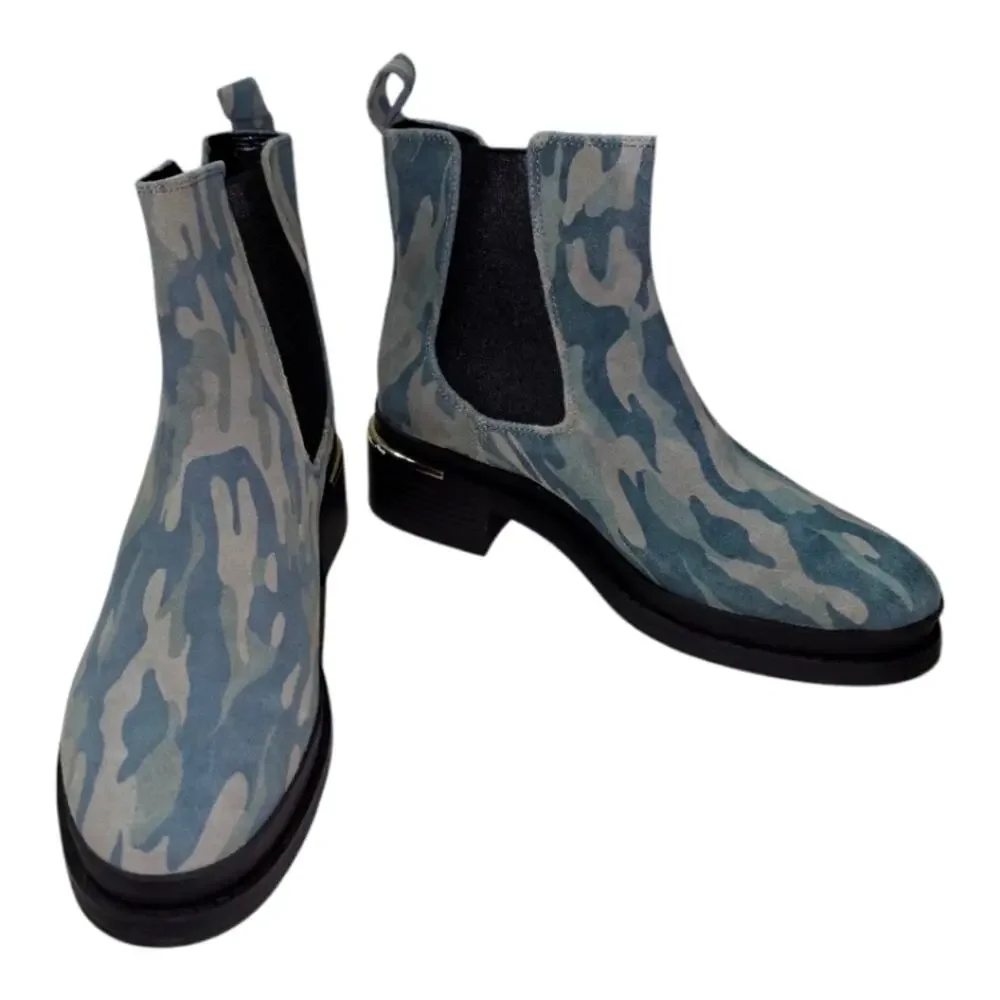Kenneth Cole Suede Levon Leather‎ Camouflage Chelsea Boots Size 7 New